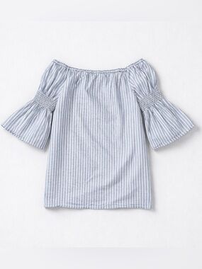 Rebel Sugar Light Blue and White Striped Short Sleeve Tee/Dress | Large